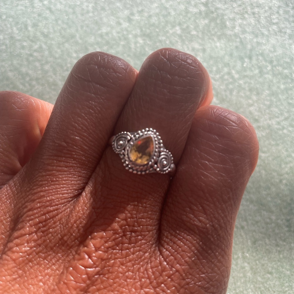 Elegant Sterling Silver Citrine Ring